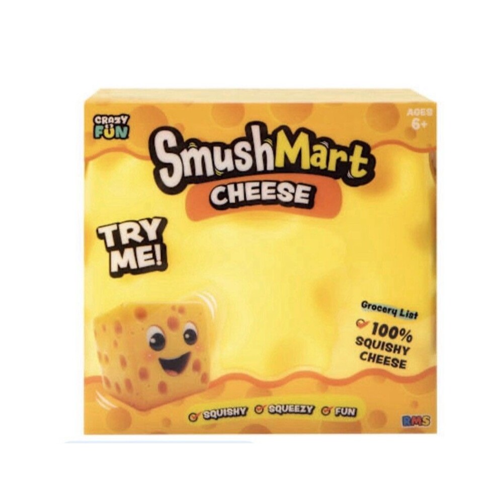 Crazy Fun SmushMart Cheese Squishy Stress Relief Toy Yellow Smush Mart NEW XL